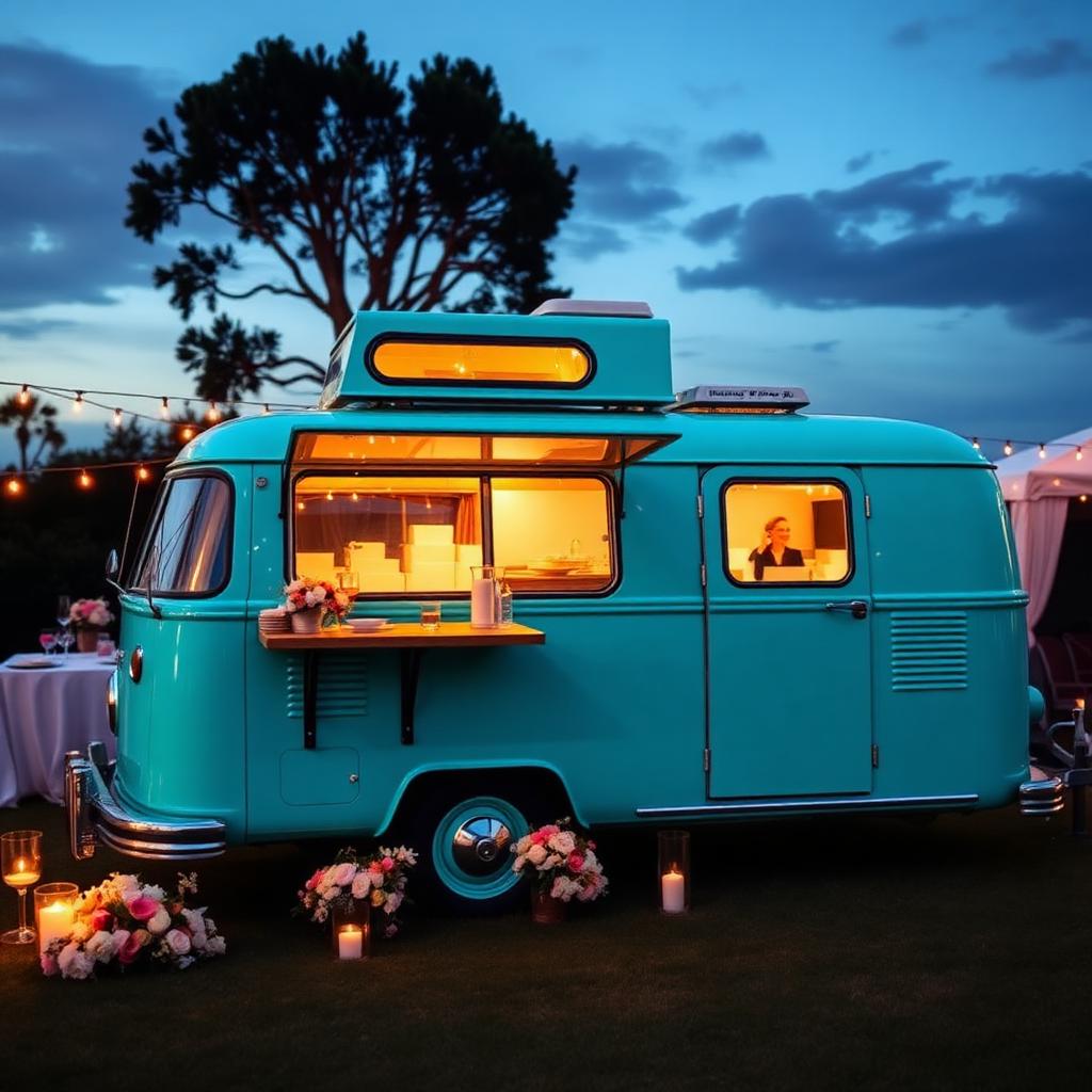 The van at dusk